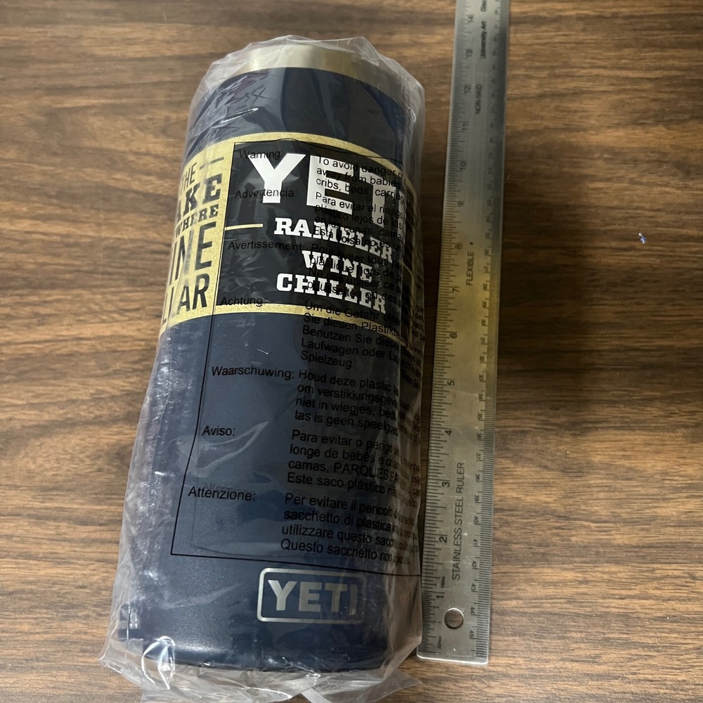 New Yeti Rambler Wine Bottle Chiller Navy Blue Vacuum Insulated Stainless Steel